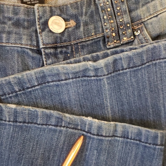 White House Black Market Rhinestone Flare Jeans - Picture 6 of 8